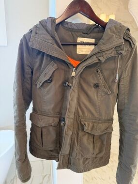 TNA women’s  Military Field Jacket in Olive with Orange Lining